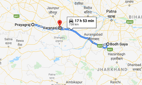 varanasi to gaya travel time by car